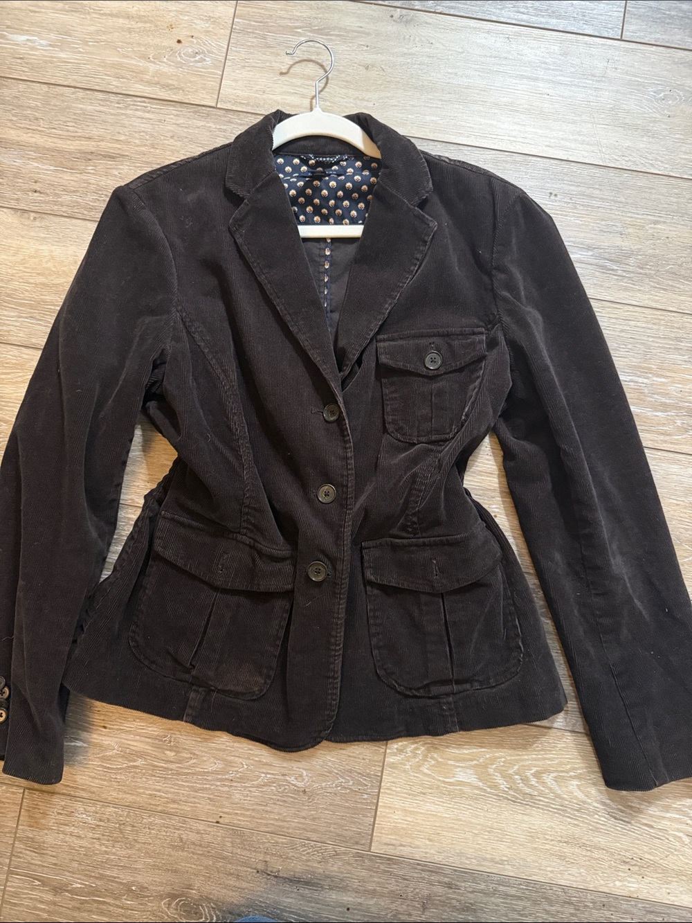 Lands End chocolate brown corduroy blazer sz 12